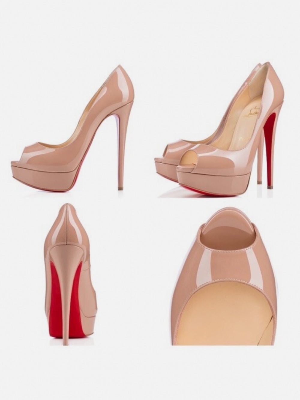 Christian Louboutin Nude Patent Lady Peep 150mm Size 36 (US 6)